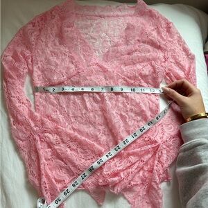 Lace sexy pink bell sleeve long sleeve top SZ XS/S never worn
